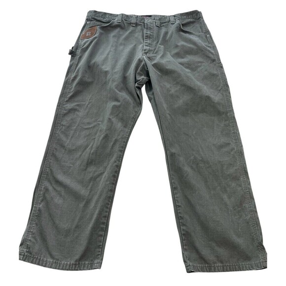 Men's Wrangler Riggs 44x30 Workwear Straight Leg Ripstop Cotton Gray Work Pants - Picture 1 of 10